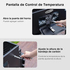 HOMAVO Barbacoa de Carbón con Tapa, Mesa Lateral Plegable y Funda