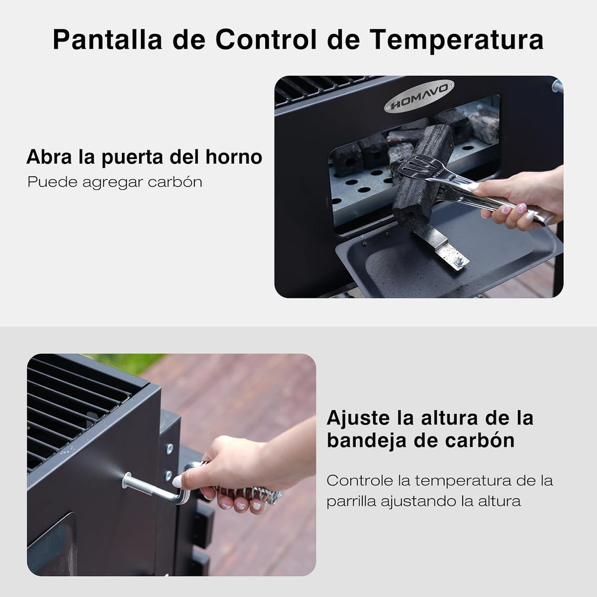 HOMAVO Barbacoa de Carbón con Tapa, Mesa Lateral Plegable y Funda
