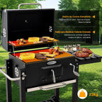 HOMAVO Barbacoa de Carbón con Tapa, Mesa Lateral Plegable y Funda