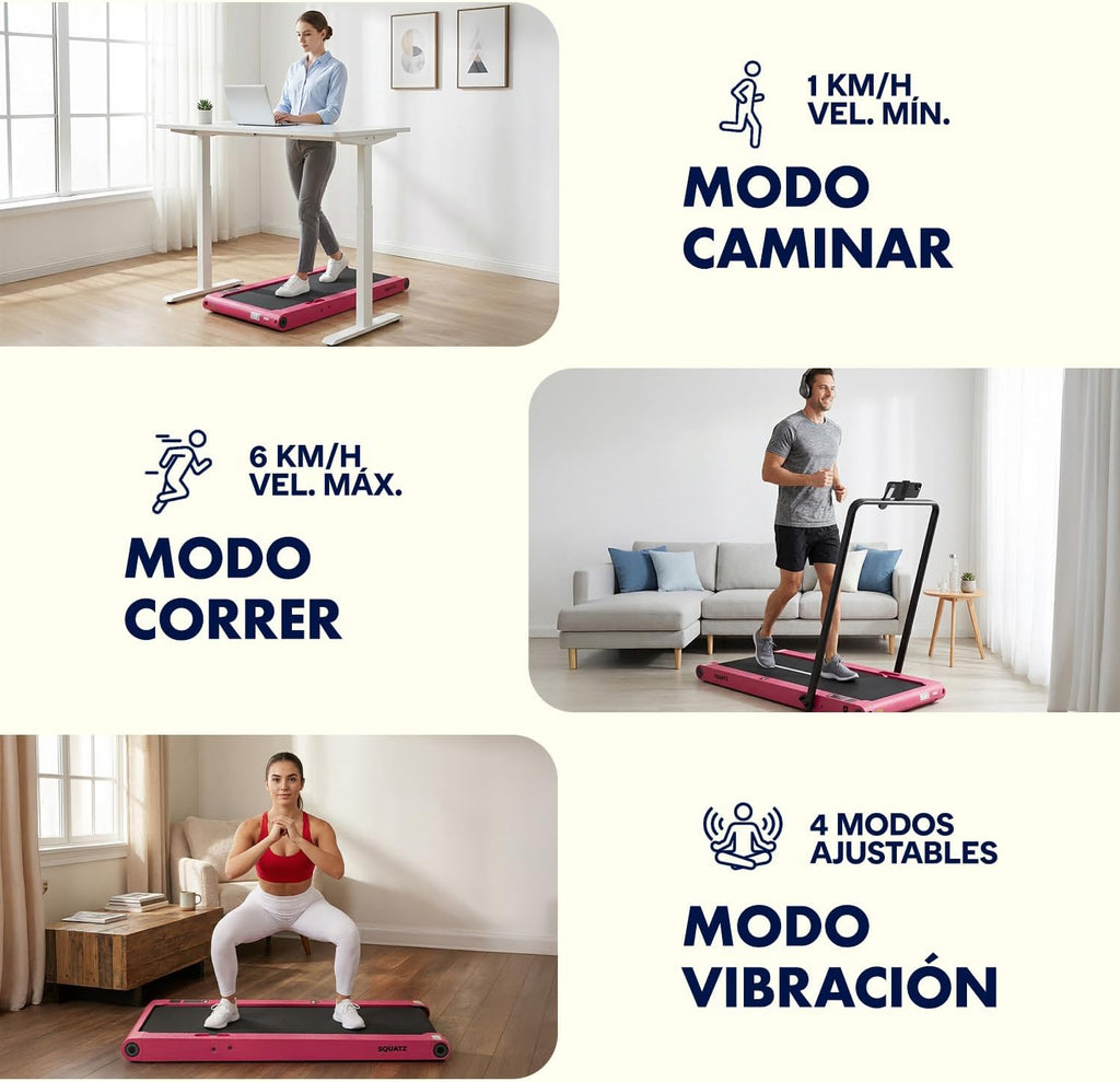 SQUATZ Cinta de Caminar 2 en 1 con Barra Plegable y Vibración
