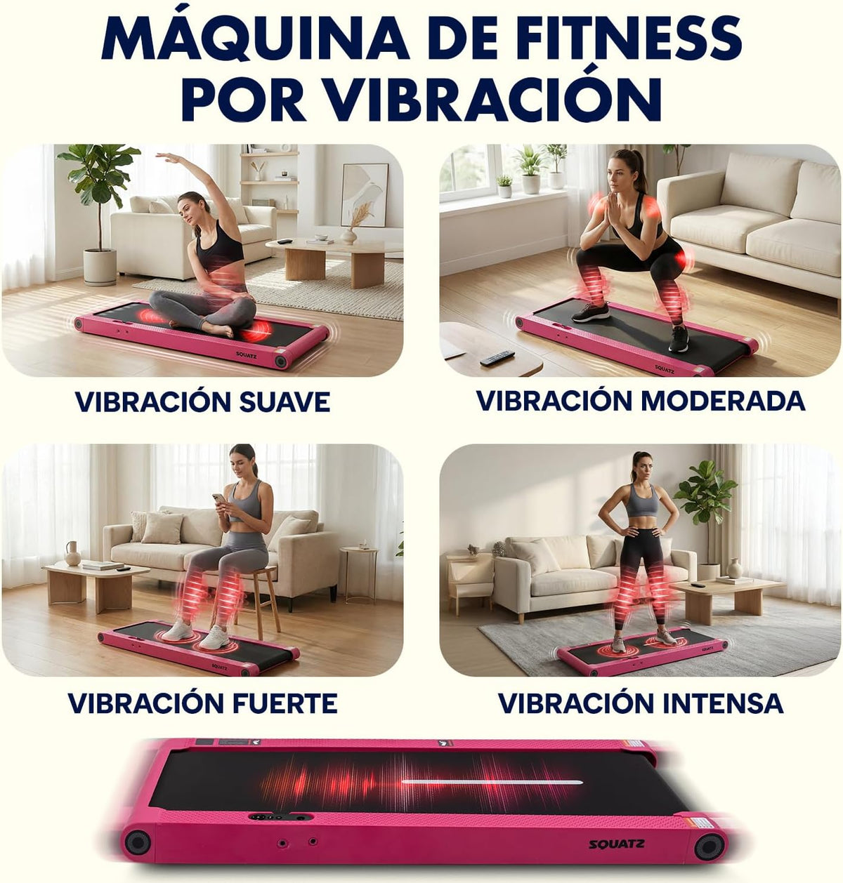 SQUATZ Cinta de Caminar 2 en 1 con Barra Plegable y Vibración