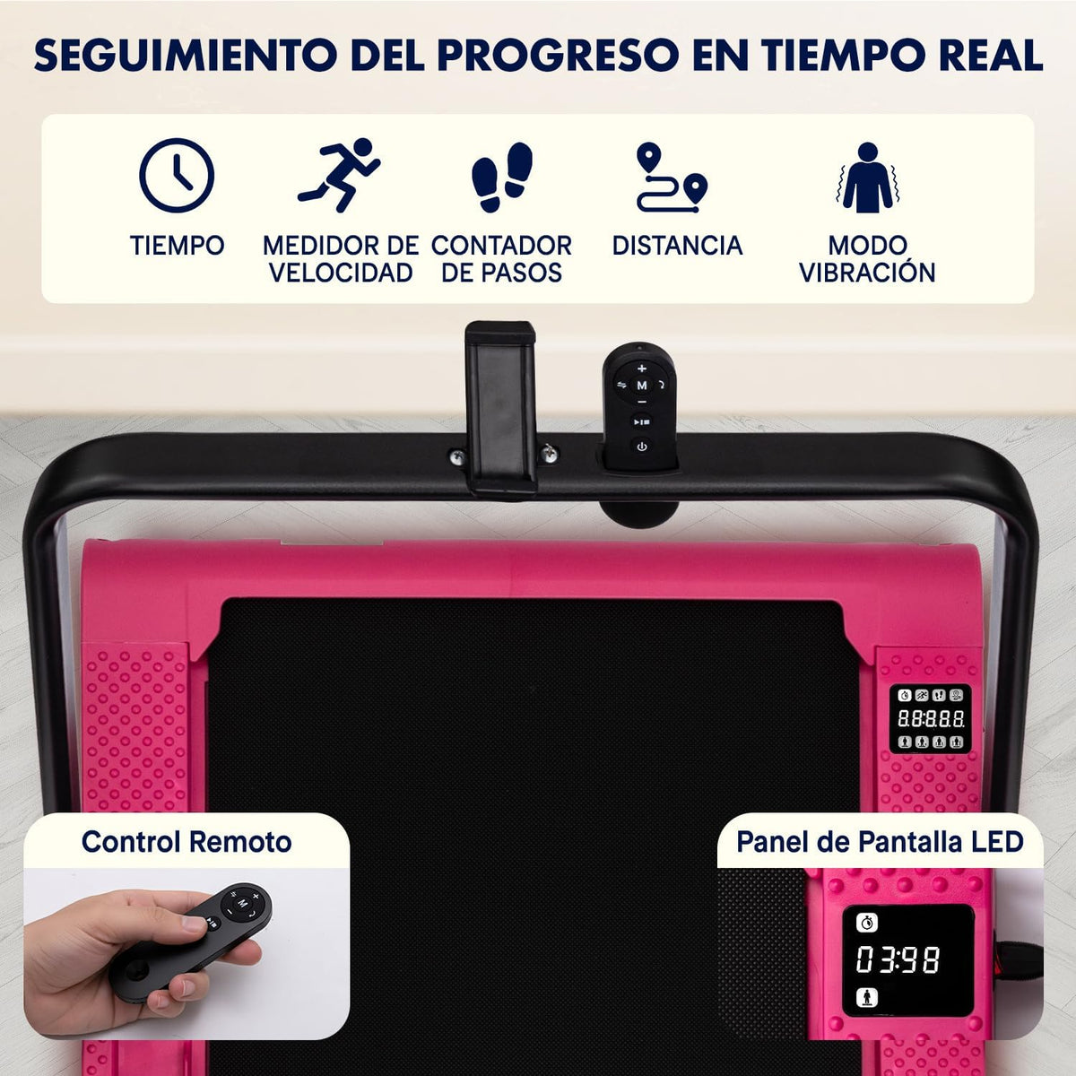 SQUATZ Cinta de Caminar 2 en 1 con Barra Plegable y Vibración
