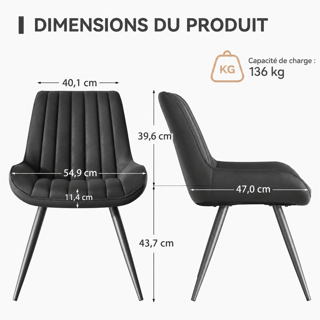 Lot de 4 Chaises (2 + 2 GRATIS)